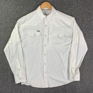 Poncho Shirt Men Small White Outdoor Western Pearl Snap Magnetic Vented